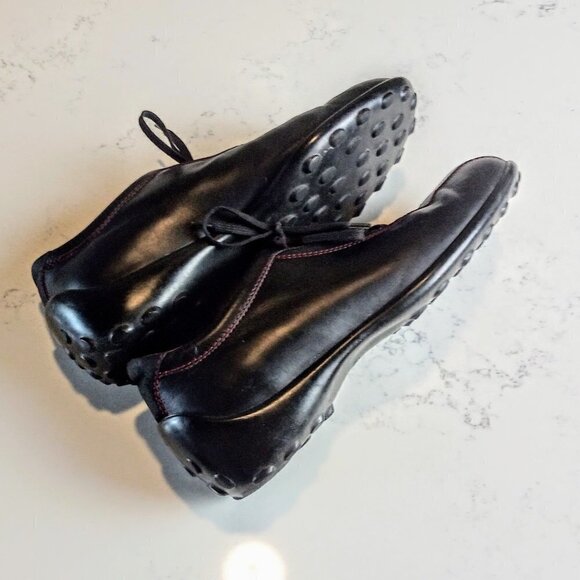 Tod's Black Leather Lace-Up Driving Shoes 9.5 - Picture 3 of 7